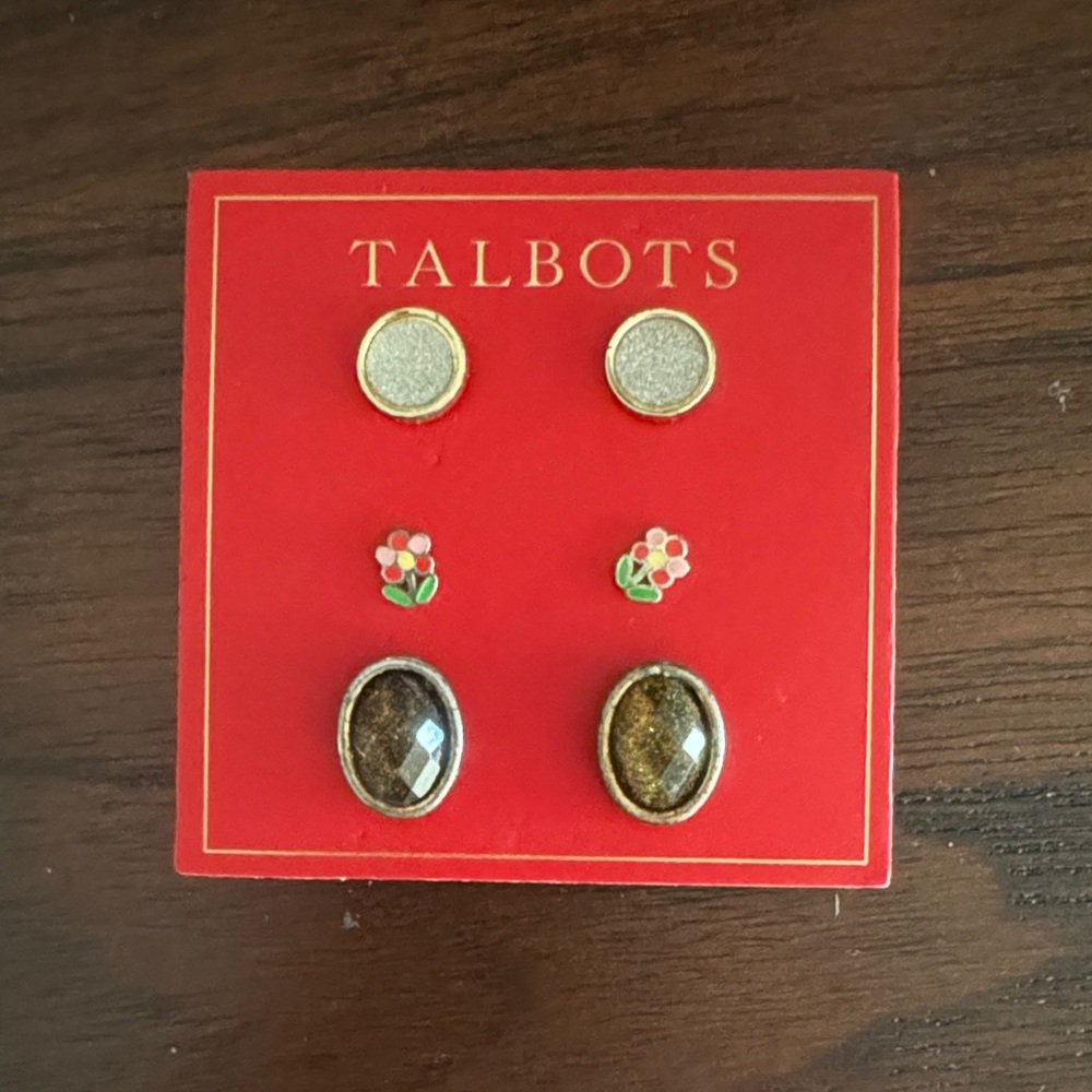 Talbots Gold and Floral Earring Set